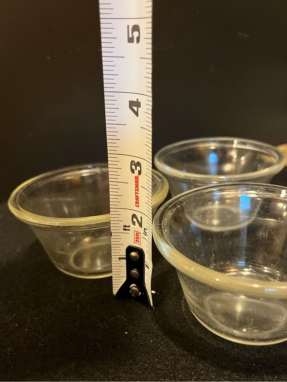 Vintage PYREX Clear Glass Custard Cups Party Ramekins - Set of 3